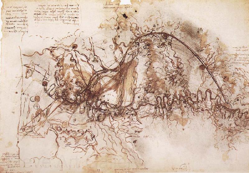 LEONARDO da Vinci Plan fur a canal to the evasion of the Arno Spain oil painting art